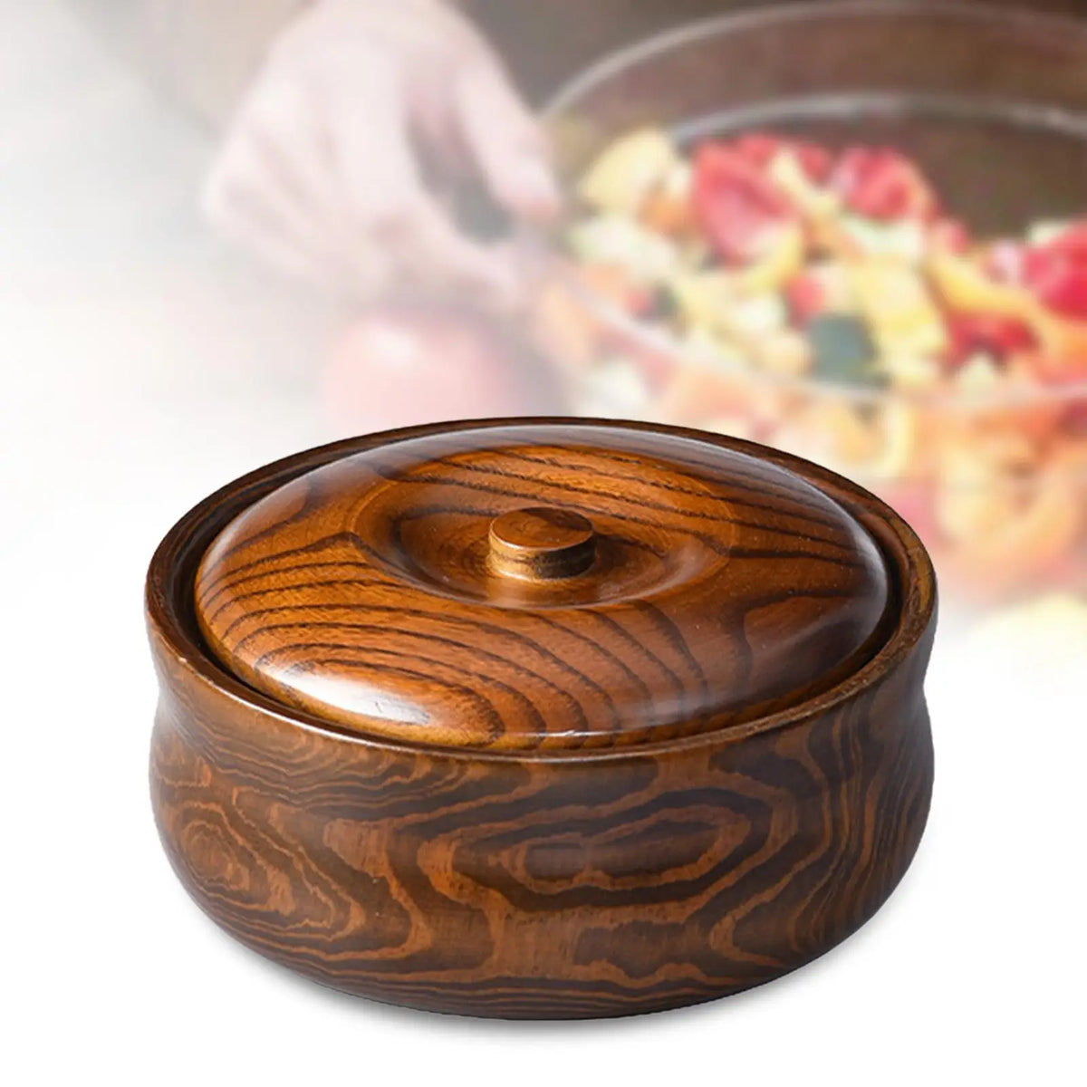 Wooden Serving Bowl with Lid