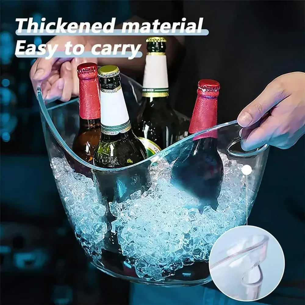 4L Clear PET Ice Bucket with Handle – Large Champagne & Wine Chiller for Bar, Party & Entertaining