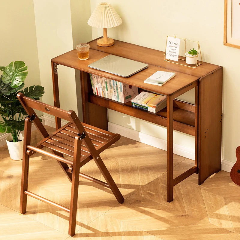 Foldable Bamboo Computer Desk — Student Writing Workbench, Bedroom & Bedside Use, 83cm & 103cm