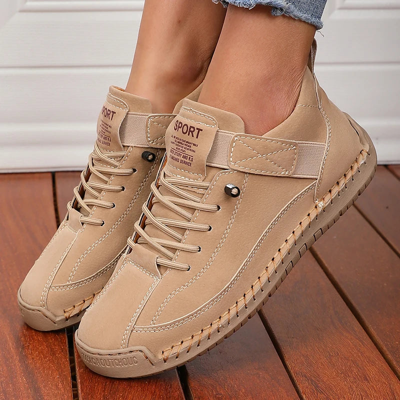 Faux Leather Lace-Up Casual Loafers