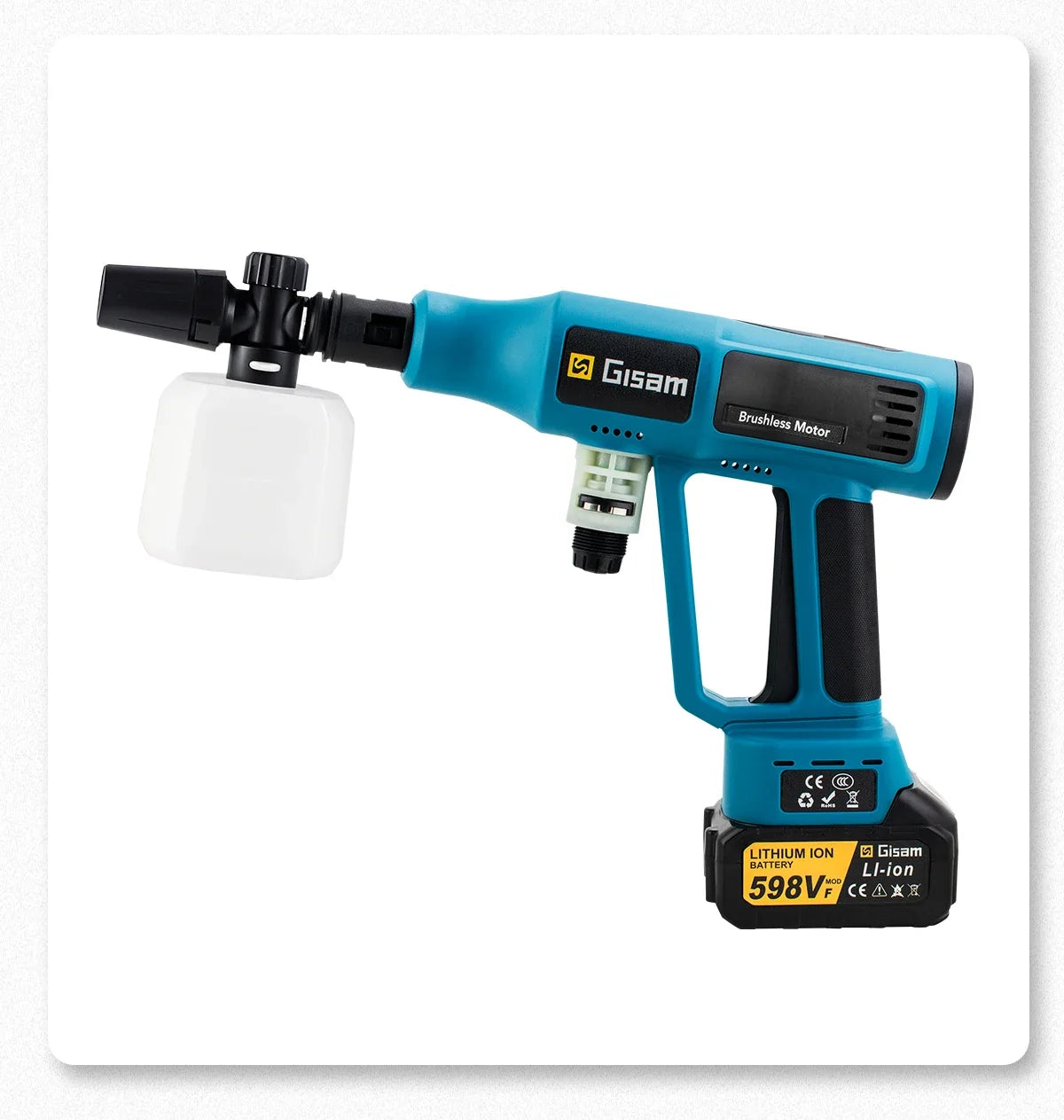250 Bar Brushless Electric Pressure Washer Gun – 4-Speed Digital, 7L/min, Makita 18V Compatible, Foam Cannon Kit