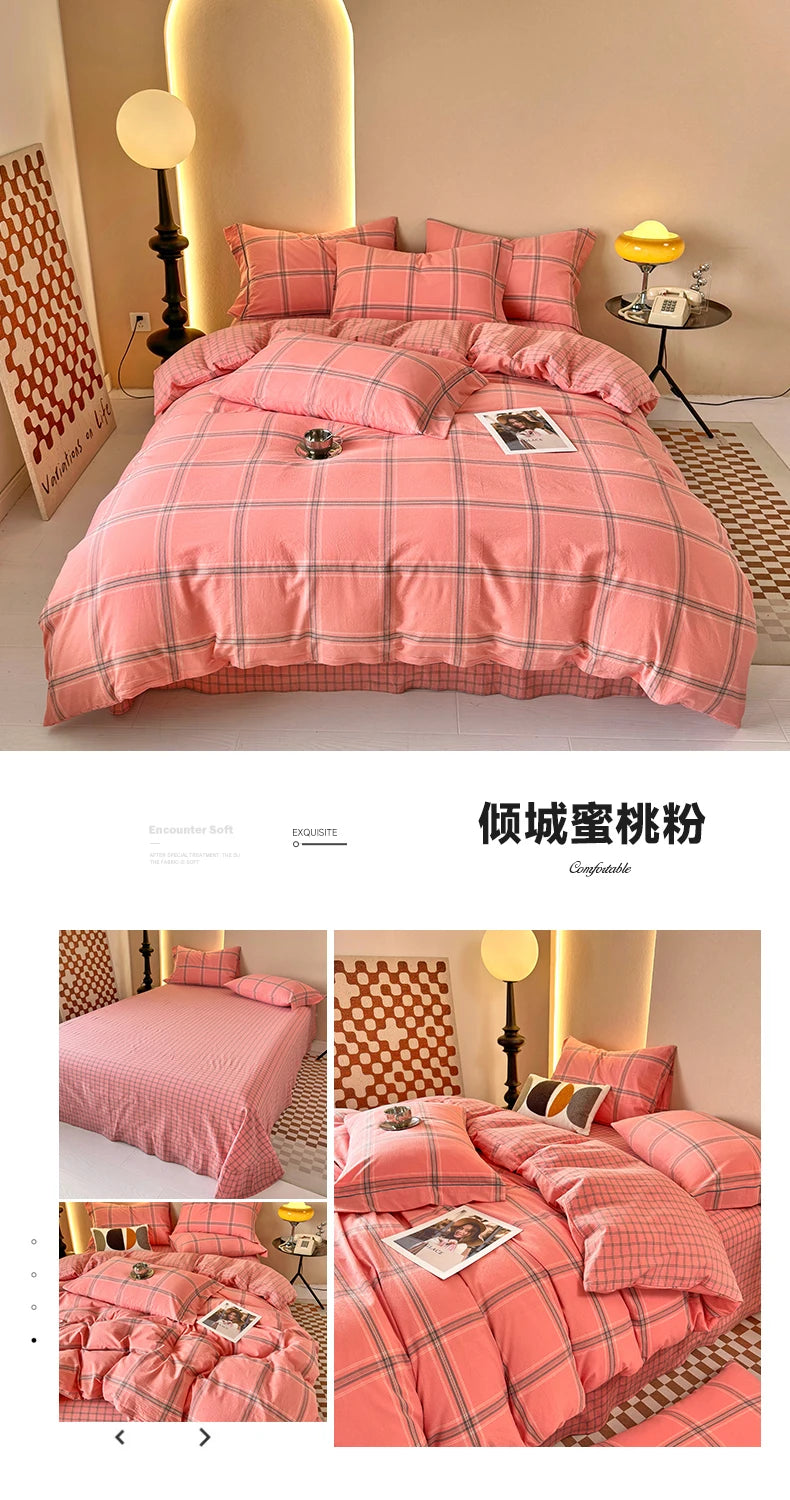 100% Cotton Plaid Duvet Cover – 160x210 to 220x240, Quilt Cover (Pillowcase Sold Separately)