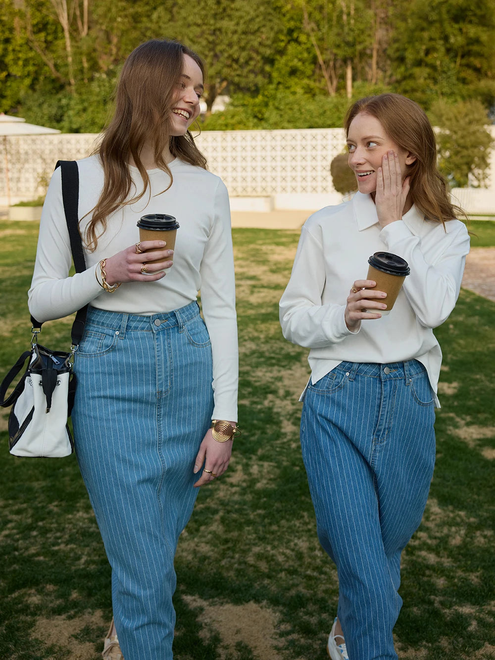 Women's Cotton Denim Skirt – Elegant Stripe & Solid A-Line Jean Skirt 2026