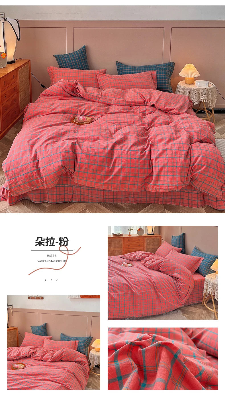 100% Cotton Plaid Duvet Cover – 160x210 to 220x240, Quilt Cover (Pillowcase Sold Separately)