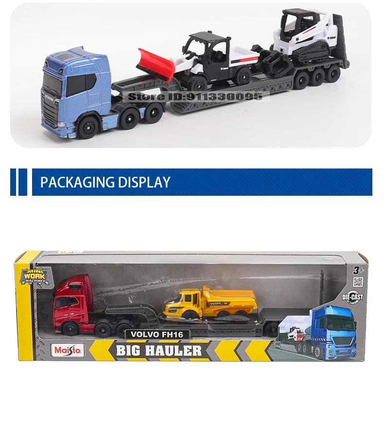 1:64 Die-Cast Semi Truck & Excavator Model – Maisto Precision Collection