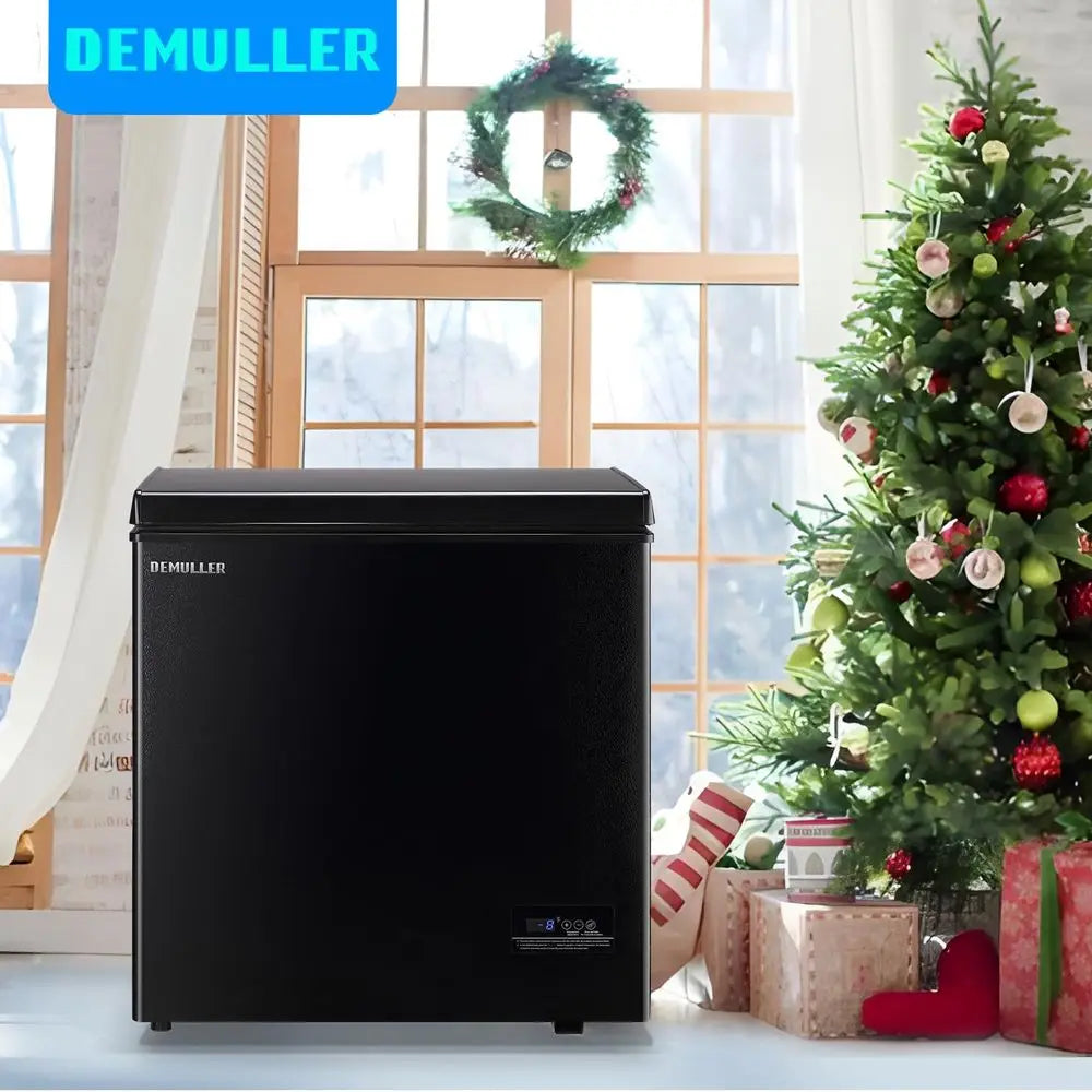 Large Capacity Compact Black Chest Freezer with Two Removable Baskets – Freestanding