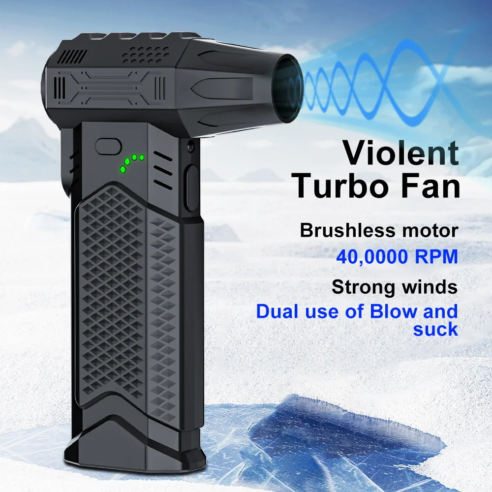 Turbo Jet Fan Blower & Air Duster — 130,000 RPM Brushless Motor, 4-Gear, 75W, Type-C Charging, 5 Nozzles