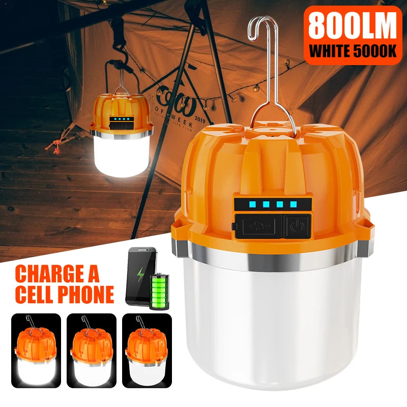 LONGRIVER LED Camping Lantern – USB Rechargeable, Power Bank, 4-Mode, 8–48hr Runtime, IPX4 Outdoor Light