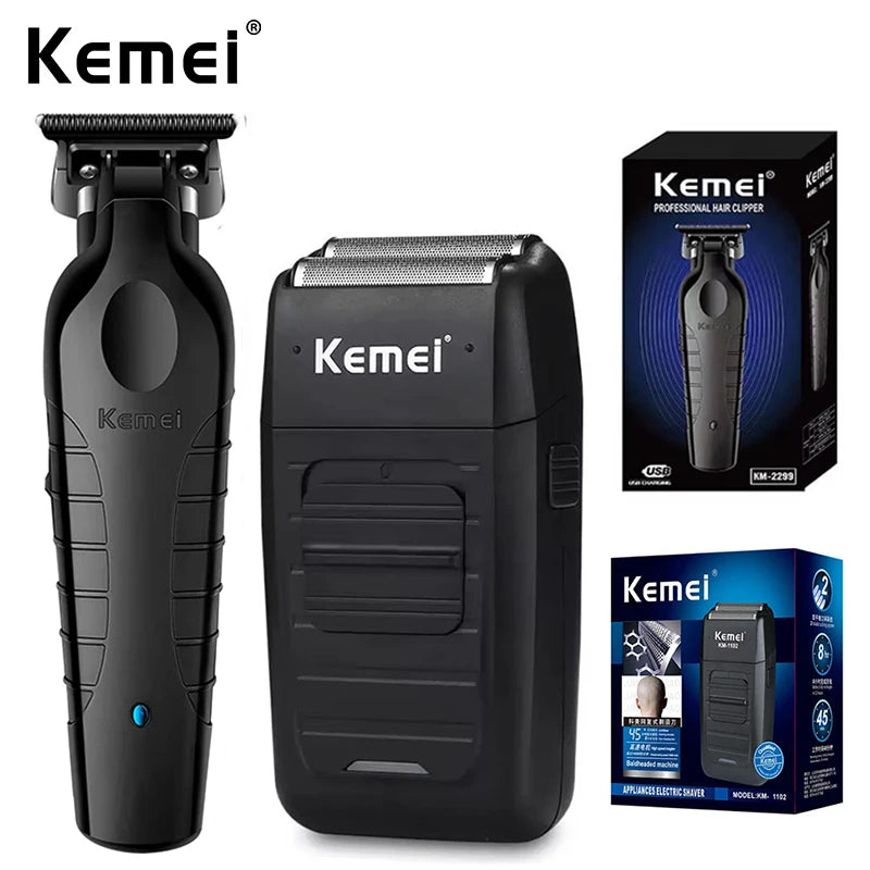 Kemei KM-2299 & KM-1102 USB Rechargeable Hair Clipper Kit – Rotary Motor, 180-Min Runtime