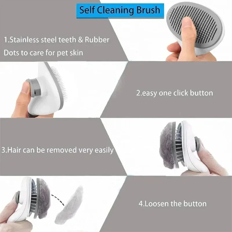 Self-Cleaning Pet Grooming Brush – Dog & Cat Dematting Comb for Shedding & Hair Removal