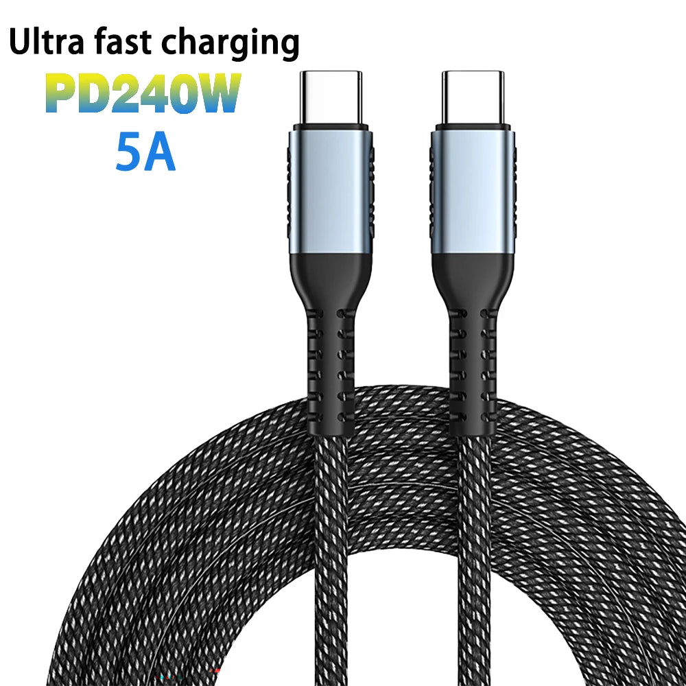 USB-C Ultra Fast Charge Cable with E-Marker Chip – PD 240W/100W/60W, 1m to 2m, 3 Colors