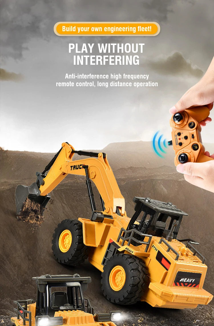 2.4G RC Construction Truck – Alloy Excavator, Bulldozer & Dump Truck for Kids