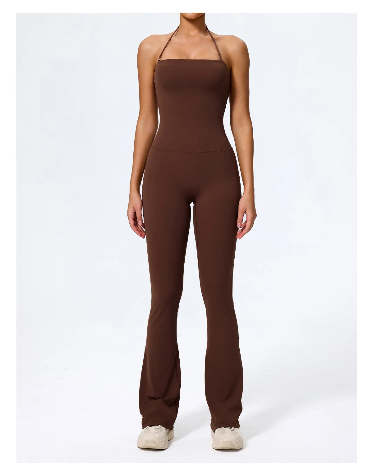 Women's Sleeveless Yoga Jumpsuit – Gym Flared Overalls Neck-Hanging Backless Sportswear