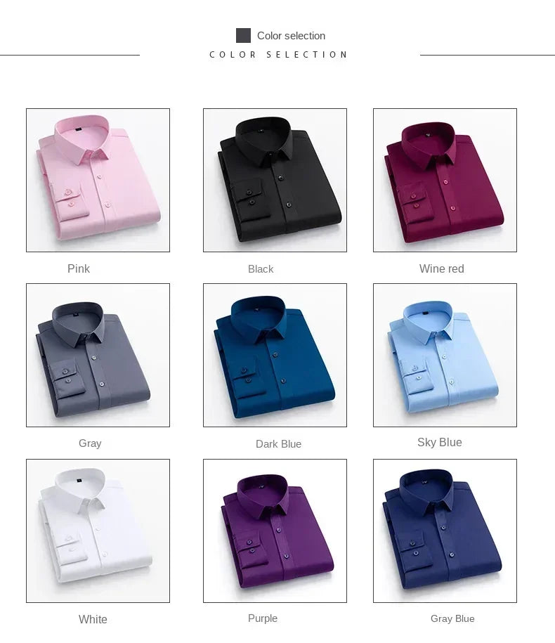 Men's Non-Iron Business Stand Collar Dress Shirt — Wrinkle-Free Formal Shirt