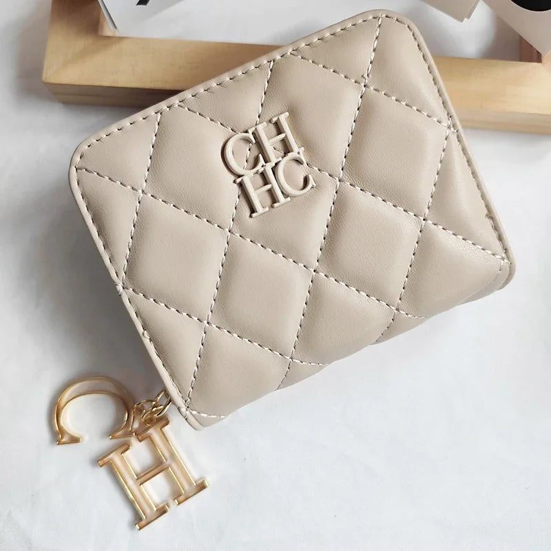 CH Exquisite Brand Logo Women's Wallet New Exquisite Luxury Short Style Solid Color Coin Women's Wallet High Quality PU Material
