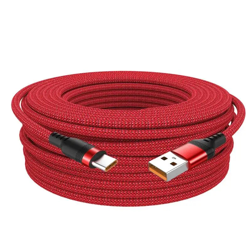 Extra Long USB Type-C Fast Charging Cable – Nylon Braided 6A Data Cord 1m–8m for Android Devices