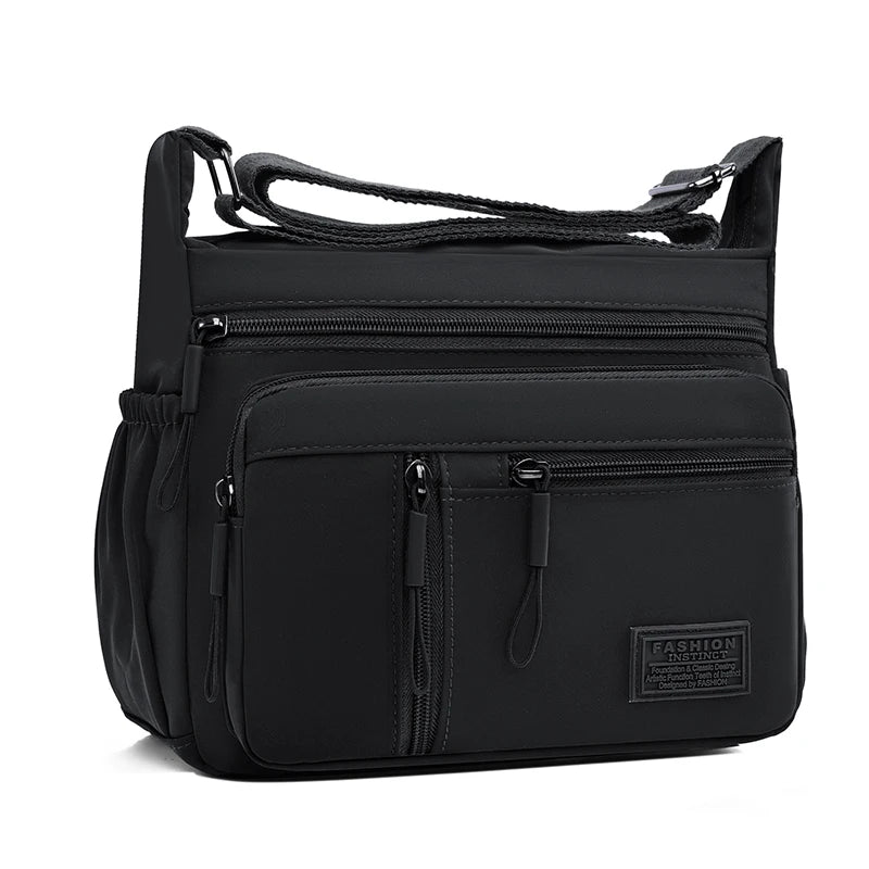 Multi-Pocket Waterproof Nylon Crossbody Messenger Bag — Large Capacity Women's Shoulder Handbag