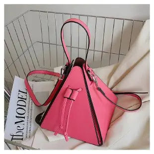 Triangle Shape PU Shoulder Bag – Luxury Designer Hard Shell Crossbody Handbag for Women