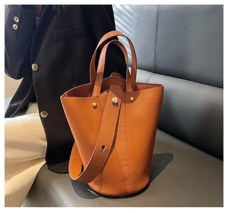 Luxury PU Bucket Bag – Trending Crossbody Shoulder Tote for Women 2026