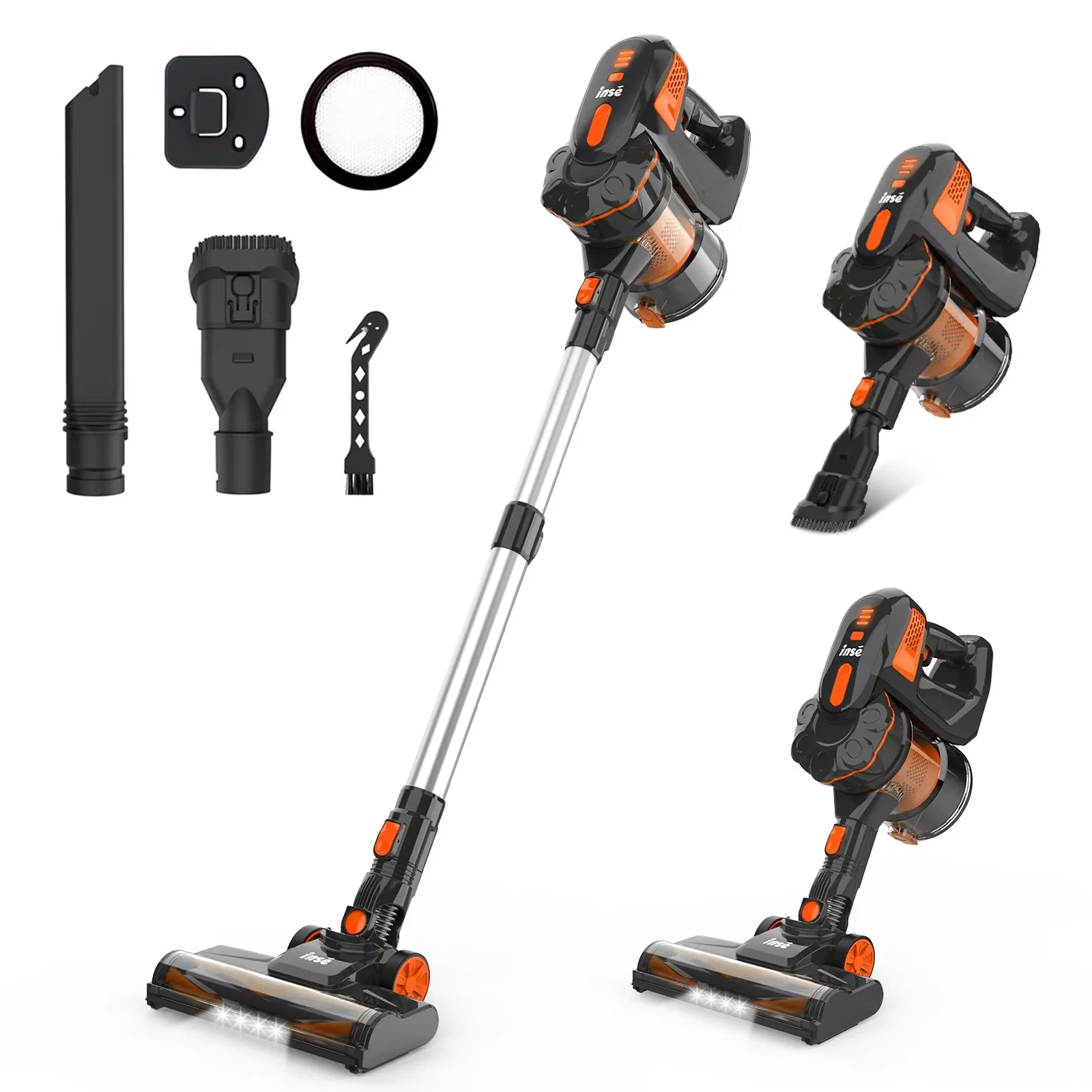 INSE V770 Cordless Handheld Vacuum Cleaner — 6-in-1 20KPa Lightweight Stick Vacuum with Flexible LED Headlights for Carpet & Bed