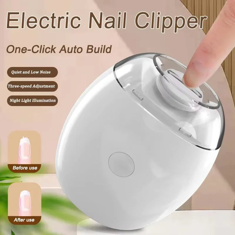 Safe Nails for the Whole Family — 2-in-1 Electric Nail Clipper & Grinder | LED Light, Anti-Pinch, 3 Speeds, Type-C Charging, Baby Safe