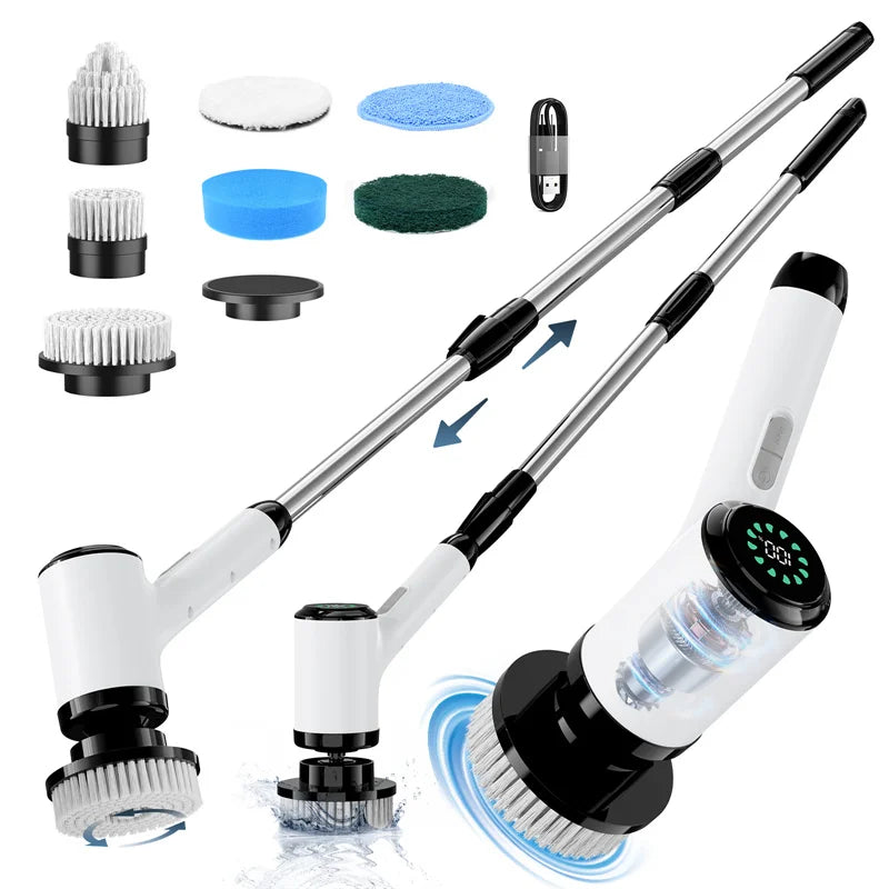 Cordless Electric Cleaning Brush – 7-Piece Spin Scrubber Kit for Bathroom, Kitchen & Shower