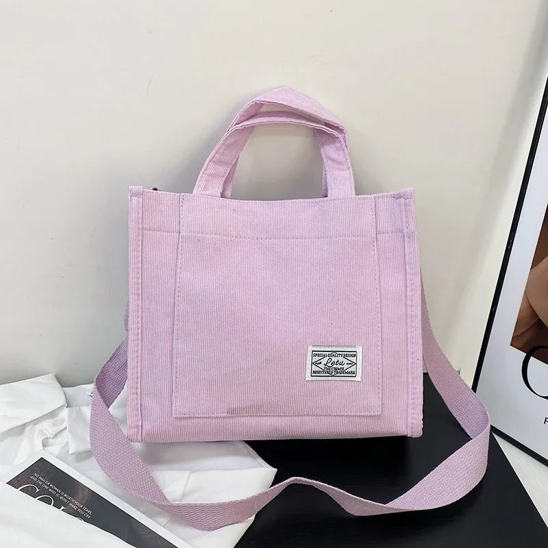 Vintage Corduroy Crossbody Tote Bag – Retro Casual Shoulder Purse for Women
