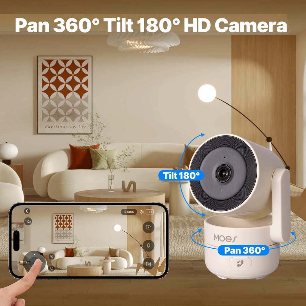 4MP WiFi Indoor Pan/Tilt Security Camera – 360° Pan, IR Night Vision, Motion & Sound Detection | Alexa & Google