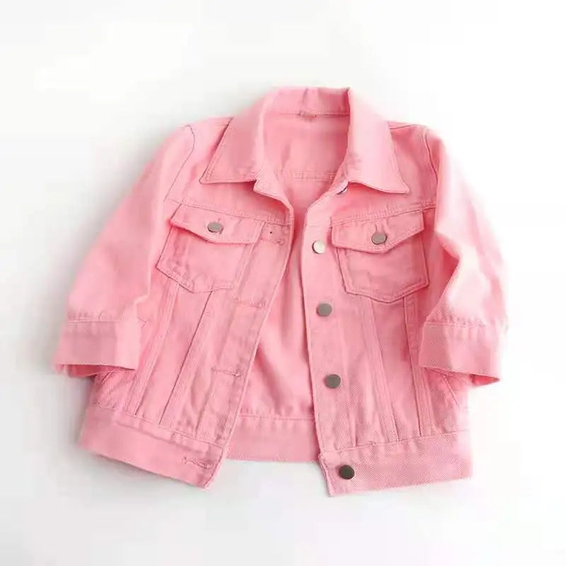 Women's Denim Jacket – Short Casual Jean Coat in Pink, White, Light Blue & Lavender