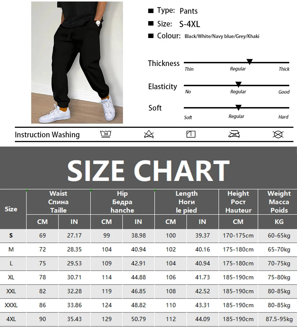 Men's Solid Color Jogging Sweatpants — Fitness Running Sport Trousers