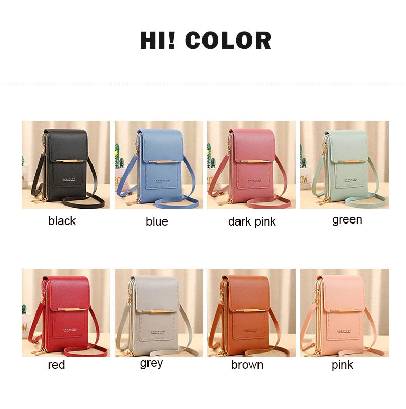 Women Crossbody Shoulder Bags Wallets Touch Screen Cell Phone Purse Soft Leather Strap Handbag for Female Luxury Messenger Bags