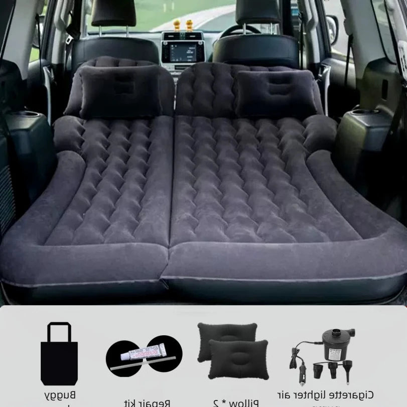 Car Inflatable Mattress – Soft Fabric Backseat Air Bed for Road Trips & Camping, Multiple Colors