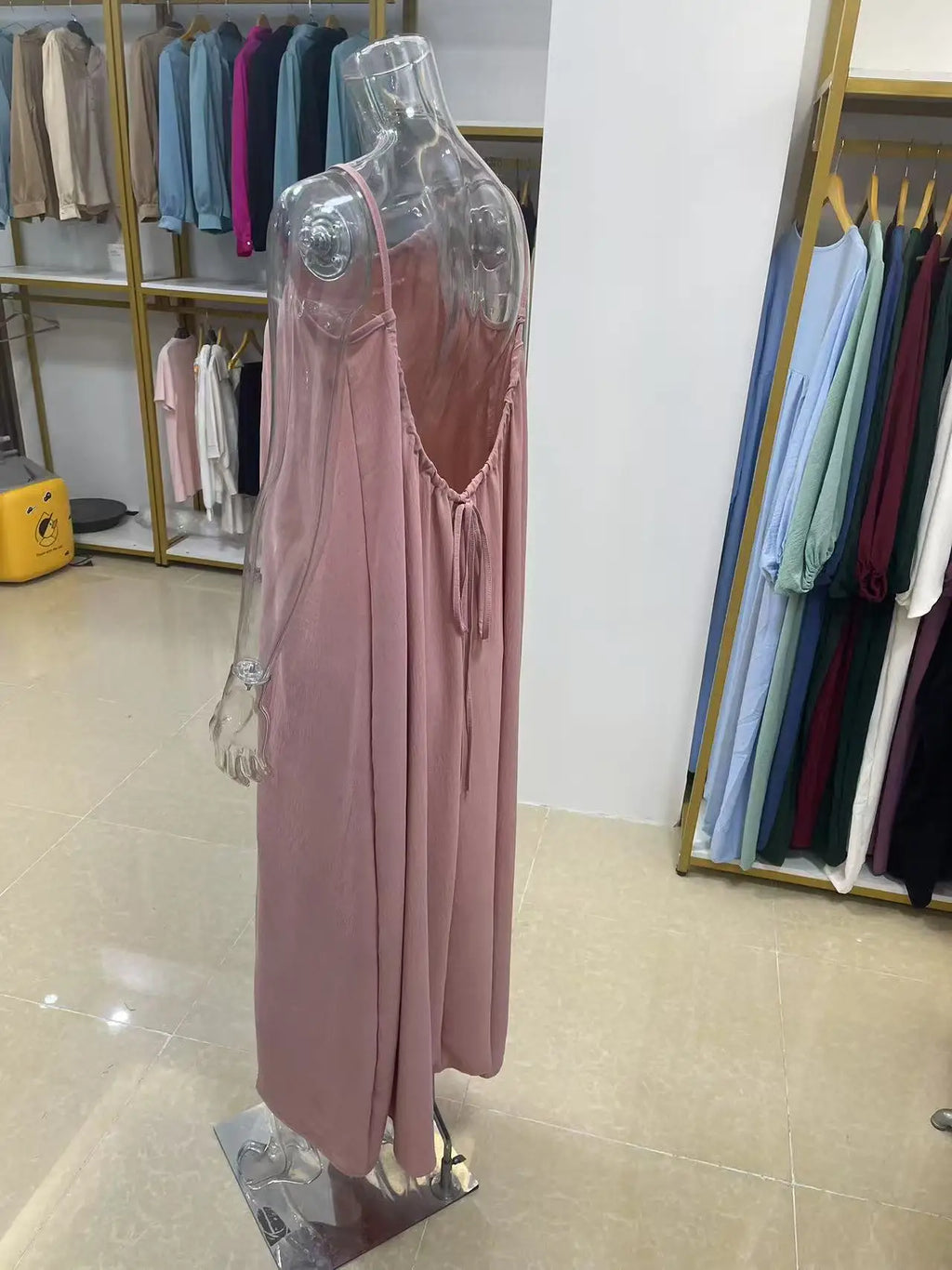 Women's Strapless Backless Loose Maxi Dress – Comfortable Sleepwear & Casual Home Dress