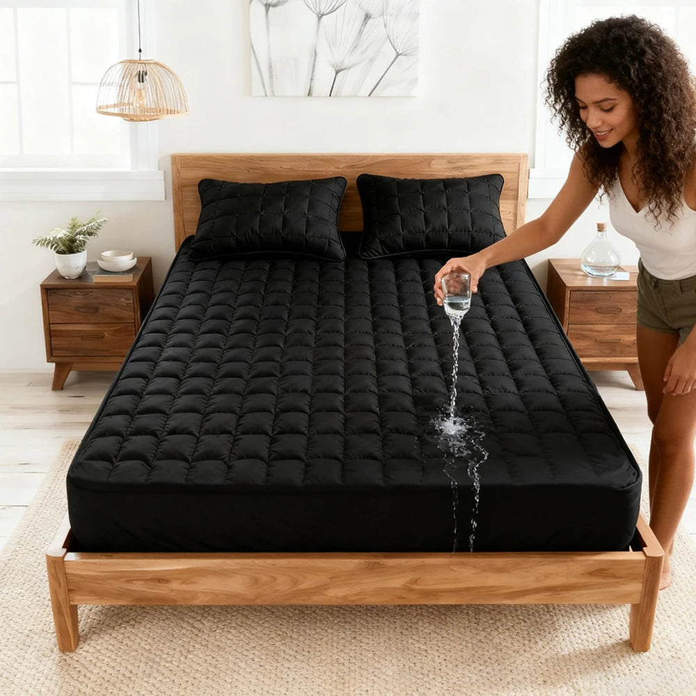 Waterproof Mattress Protector – All-Season Cooling, Breathable, Noiseless, Thickened Mattress Pad Cover