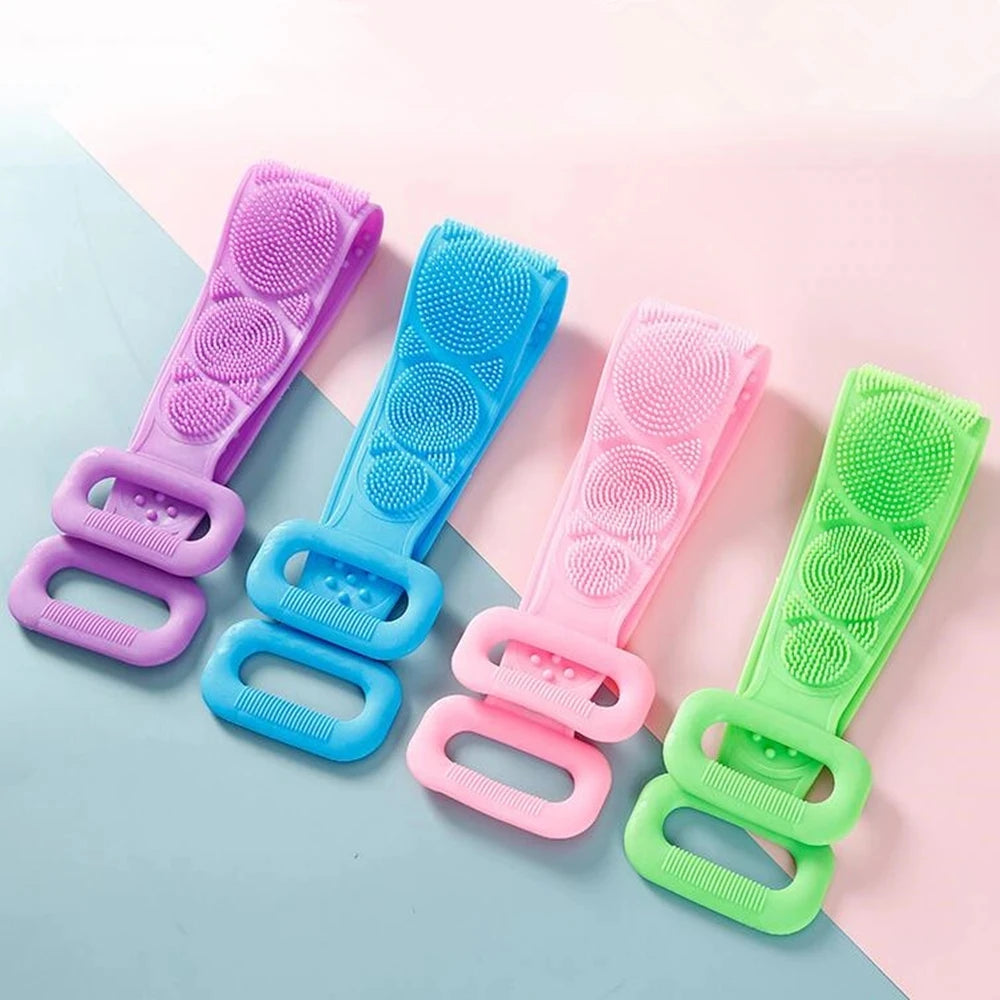 Silicone Body Scrubber Bath Brush – Extra Long Strip & Handle for Easy Back Exfoliating