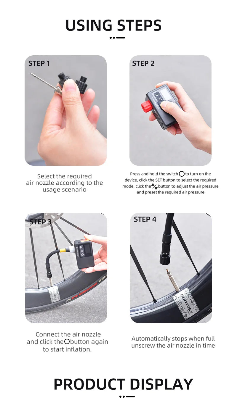 ThinkRider Pocket Bike Tire Pump with Digital Display
