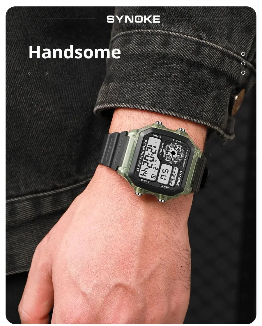 SYNOKE Digital Sport Watch | Luminous Multifunction Waterproof Seven Color LED Wristwatch