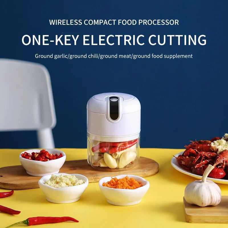 Electric Garlic Masher & Portable Chopper — USB Charging Mini Meat Grinder & Vegetable Chopper