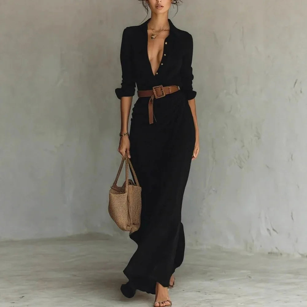 Strapless Pleated Belted Beach Dress — Chic Asymmetrical Slim Evening Dress
