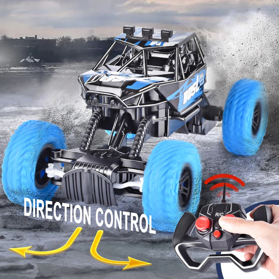 RC Car with Colorful Flashing Lights & Rubber Wheels – Off-Road Climbing Toy for Kids