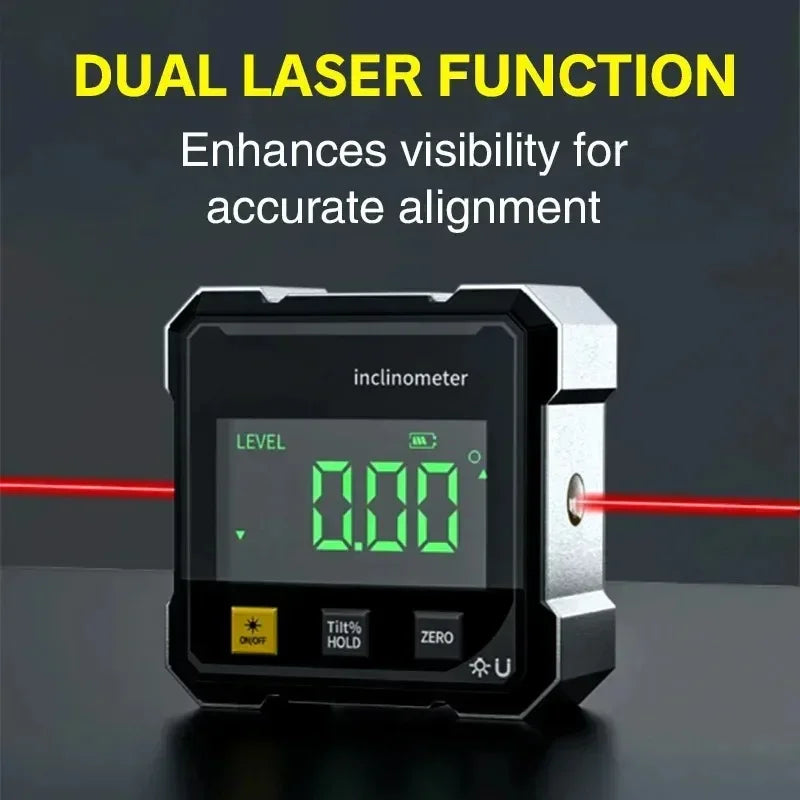 Digital Magnetic Angle Ruler & Inclinometer with Laser — Precision Protractor