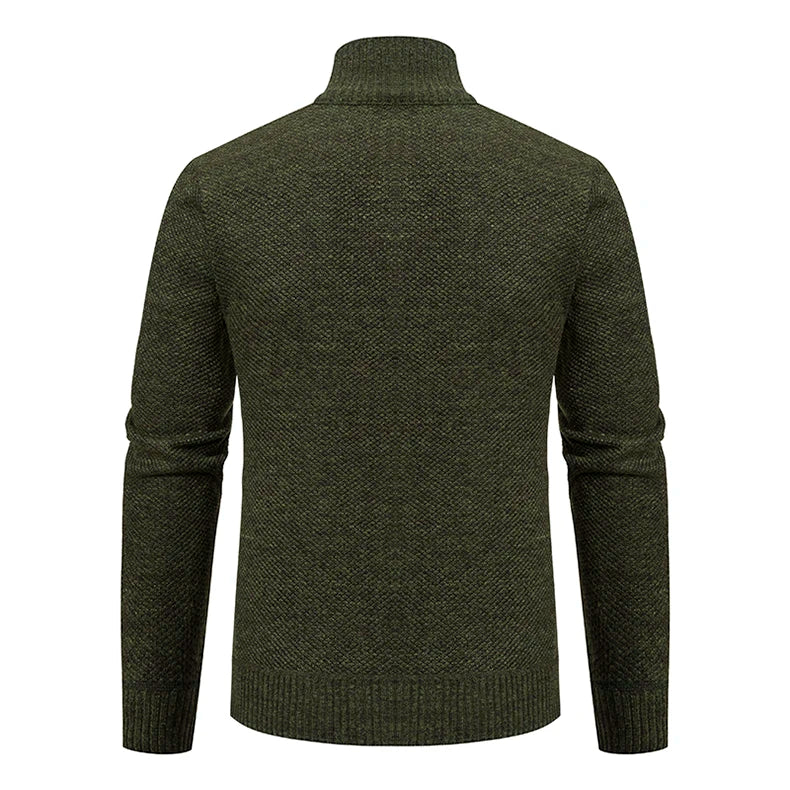 Men's Fleece Zip Cardigan Jacket — Warm Casual Layering Piece