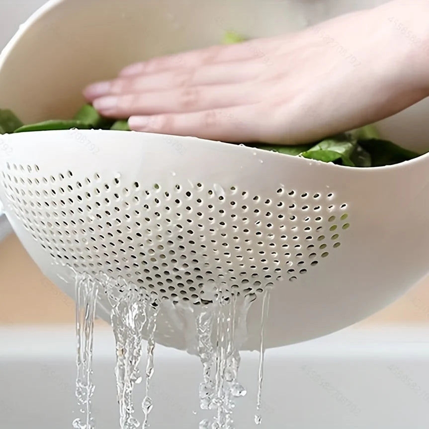 Rinse Rice, Veggies & More — Multi-Purpose Rice Drainage Basket | Oval Colander Sieve, Fine Holes, Eco-Friendly Plastic