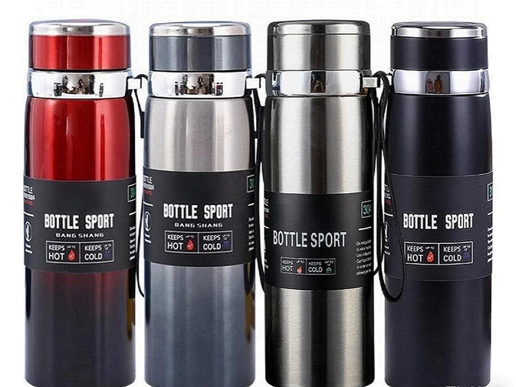 1L Stainless Steel Thermal Water Bottle — Vacuum Insulated Thermos with Handle for Hot & Cold Drinks