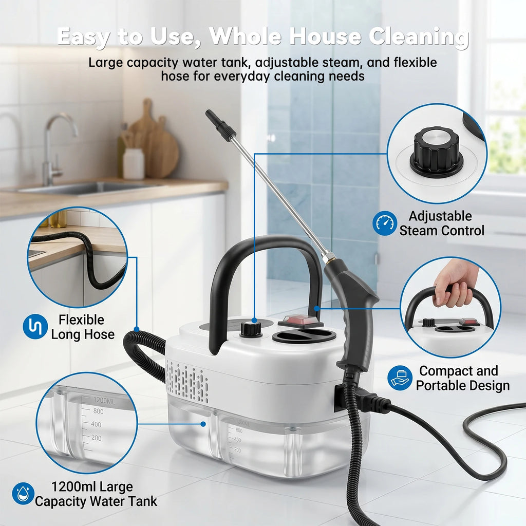 Handheld Steam Cleaner – 2500W, 6 Levels & 1.2L Tank