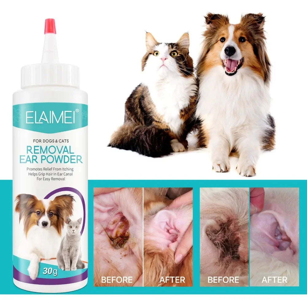 Healthy Ears, Happy Pets — Pet Ear Powder for Dogs & Cats | Ear Hair Removal, Anti-Bacterial, Reduces Mites & Inflammation, 30g