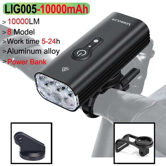 NEWBOLER 10000mAh Smart Bicycle Light – 10000LM Waterproof USB Rechargeable MTB Road Cycling Lamp