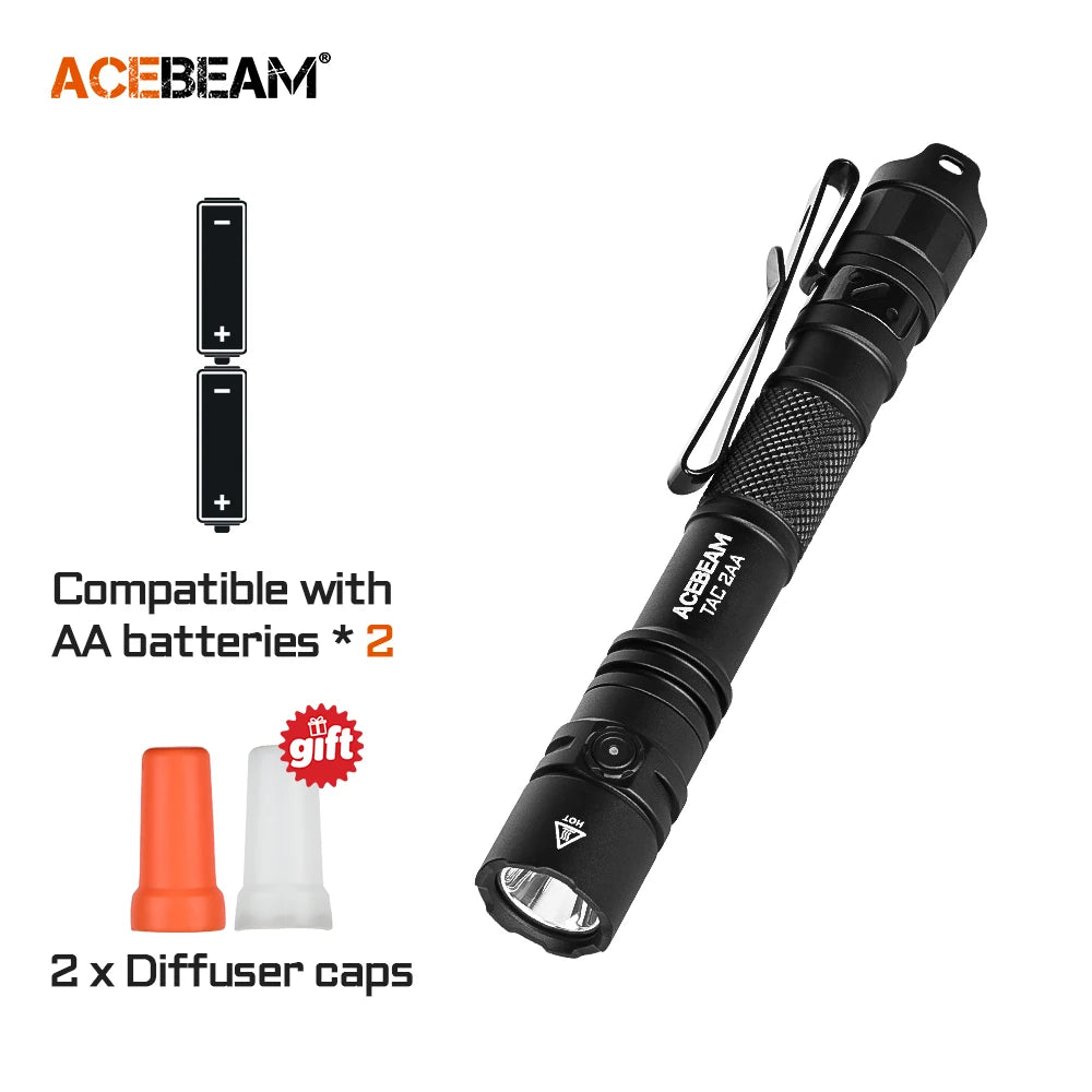 ACEBEAM TAC 2AA EDC Flashlight – Rechargeable Wide Voltage LED Torch with Self-Defense Strobe