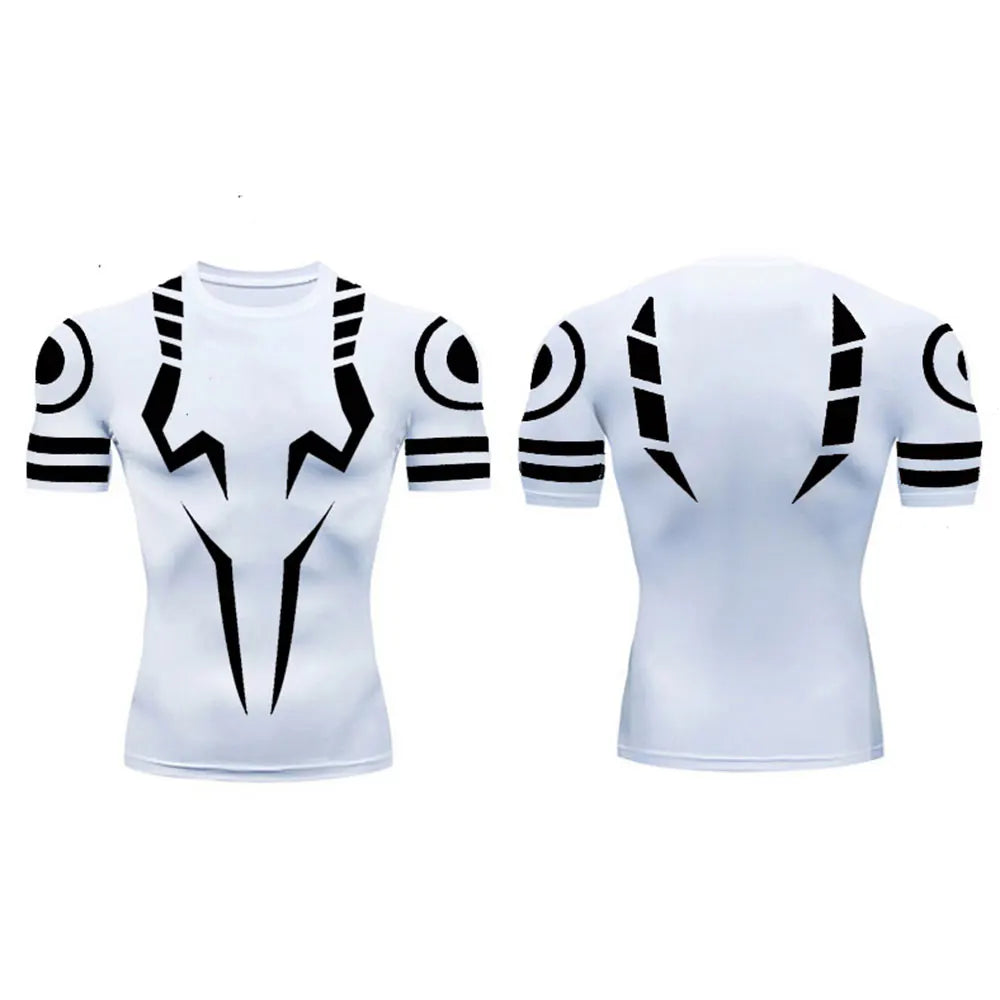 Anime Jujutsu Kaisen 3D Compression Shirt & Gym Shorts – Quick Dry Running Workout Sportswear