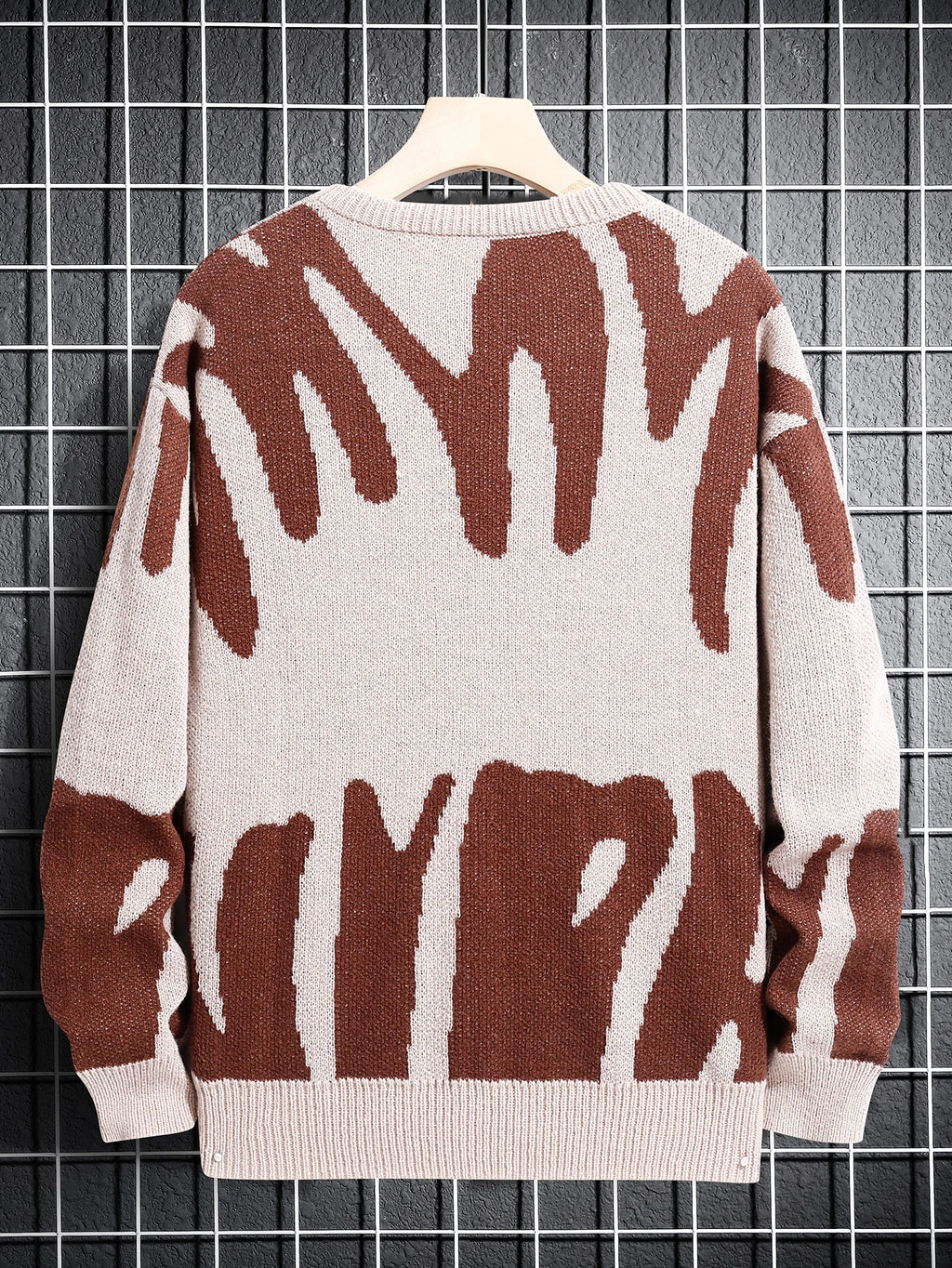 Men's Jacquard Contrast Color Pullover Sweater — Textured Knitwear